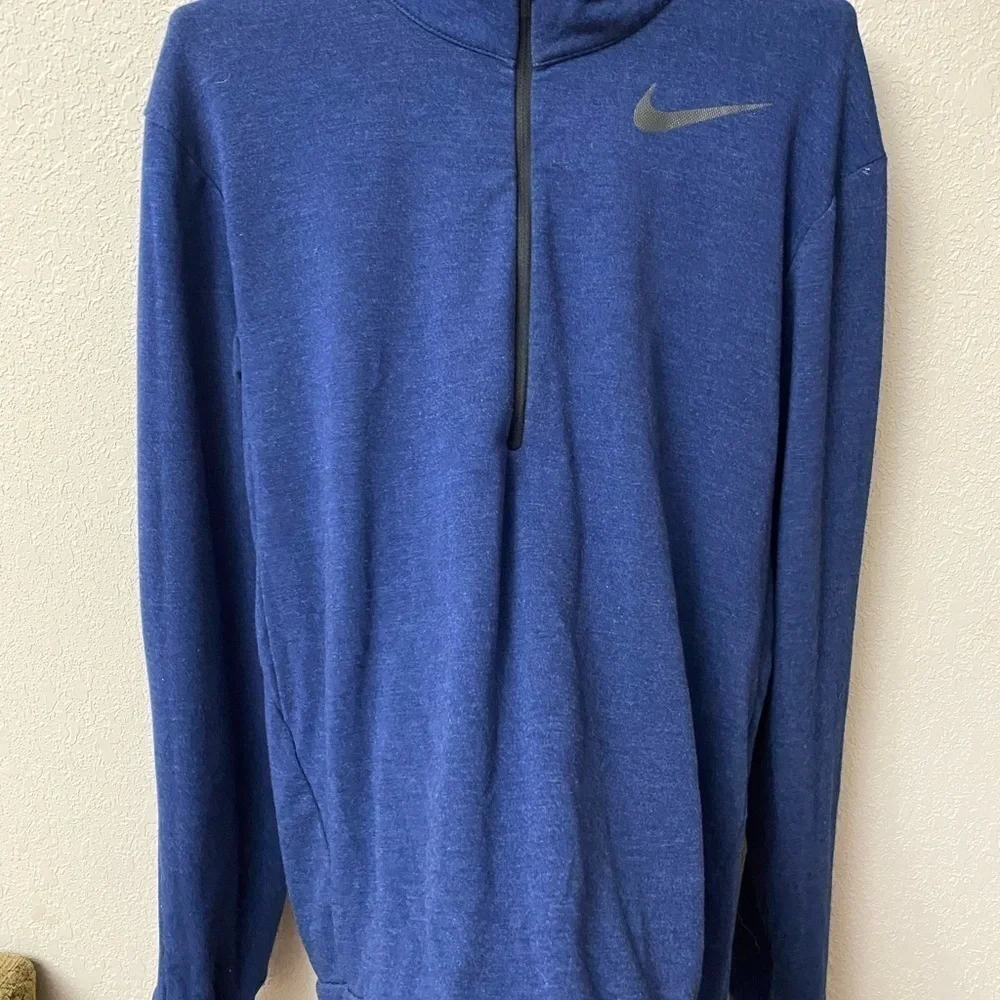 NIKE Dri-Fit quarter zip navy long sleeve pop over collared jacket size Small